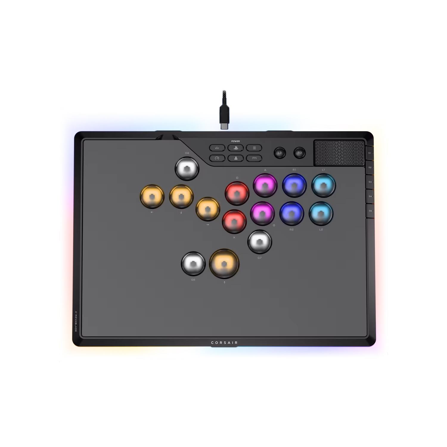 CONTROLADOR DE JUEGOS CORSAIR NOVABLADE PRO WIRELESS HALL EFFECT LEVERLESS CONTROLLER RGB LED MGX V2 NEGRO
