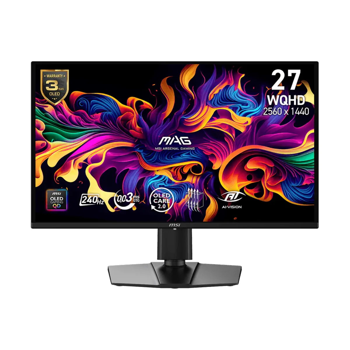 MONITOR GAMER MSI 27" MAG 274QP QHD OLED 240HZ 0.03MS FLAT 2XHDMI + 1XDP (II) (4026)