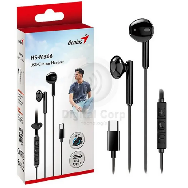 Auricular + Mic Headset Genius Hs-m366 Black Usb C — foto 2