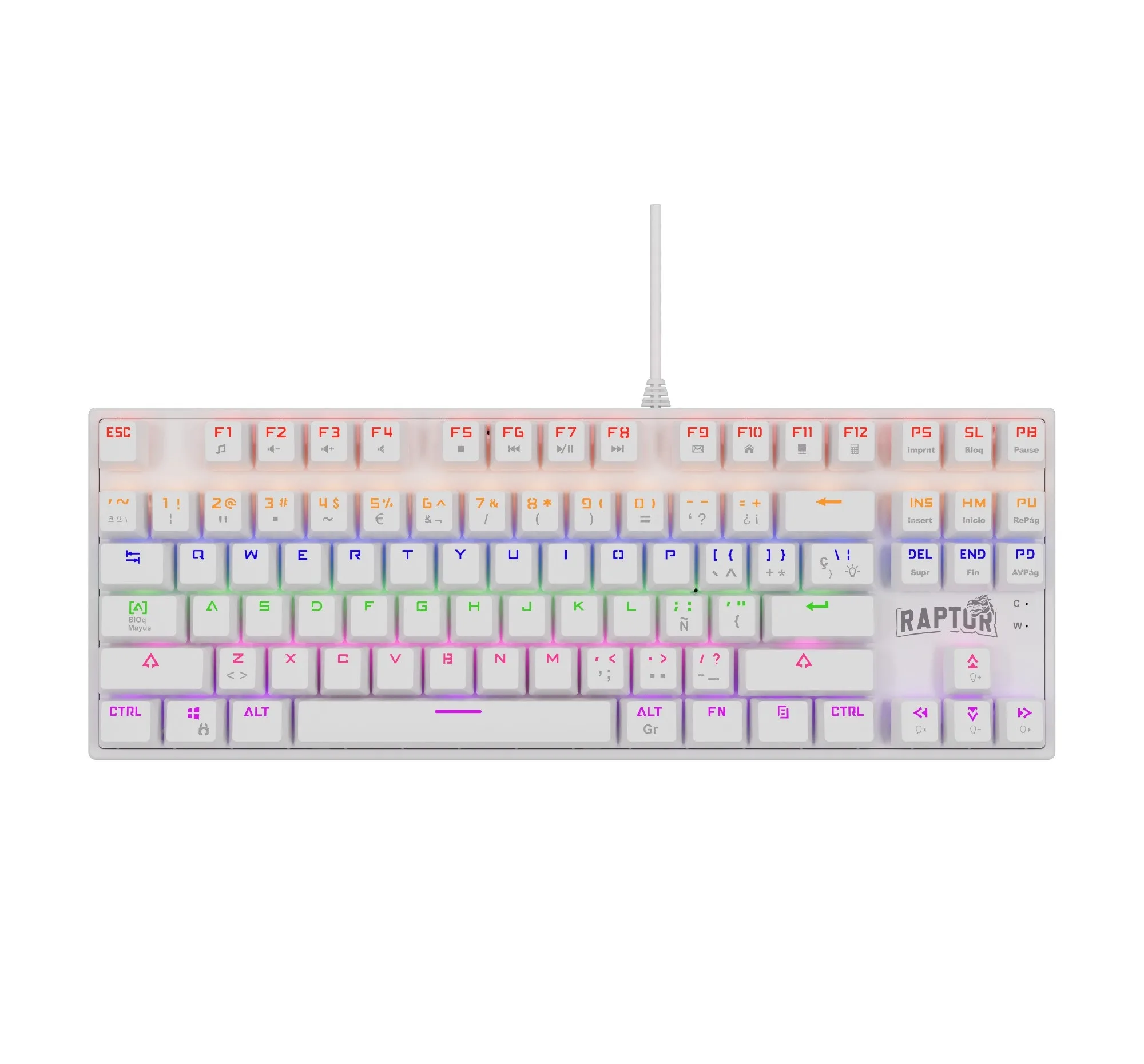 TECLADO RAPTOR FIRECLAW M87 MECANICO RETROILUMINADO SWITCH RED OUTEMU WHITE (7855)