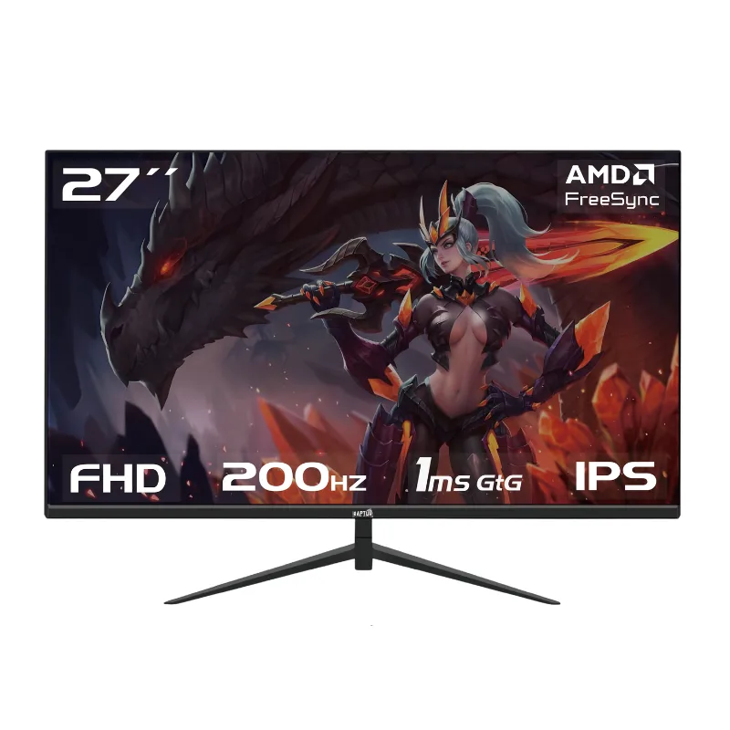 MONITOR GAMER RAPTOR HAWK EYE 27" FRAMELESS IPS FHD 200HZ 1MS HDMI-DP NEGRO (3385) (II)
