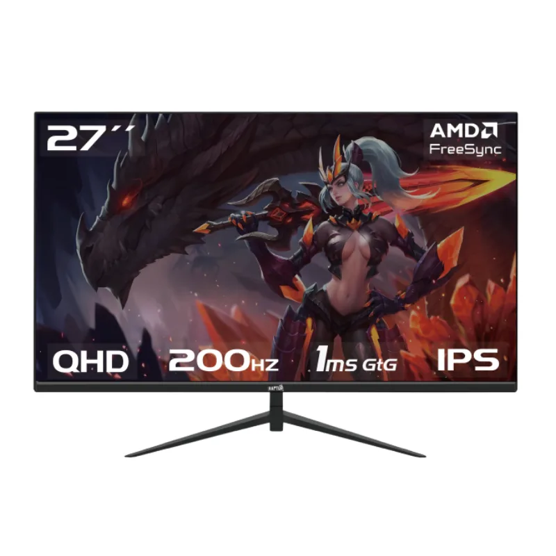 MONITOR GAMER RAPTOR HAWK EYE 27" FRAMELESS IPS QHD 200HZ 1MS HDMI-DP NEGRO (3378) (II)