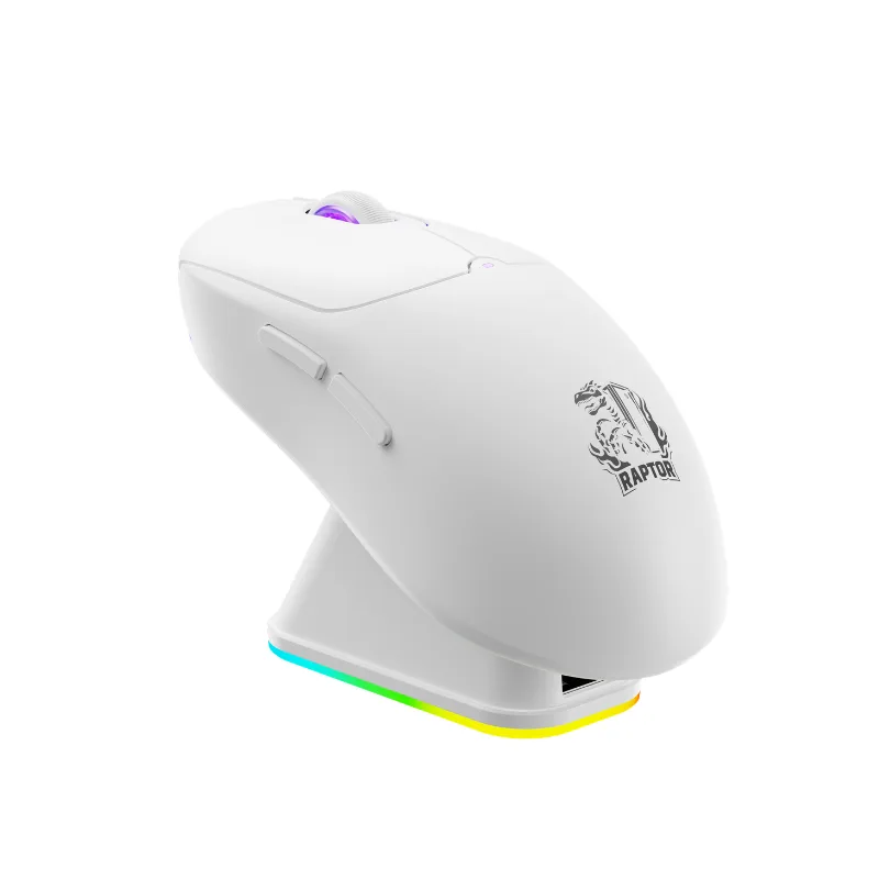 MOUSE GAMER RAPTOR STORM GRIP WIRELESS 4 BOTONES 10000DPI C/BASE CARGADORA WHITE (2999)