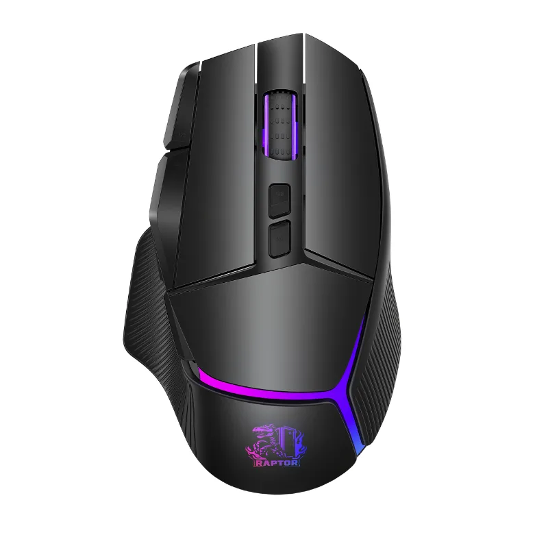 MOUSE GAMER RAPTOR STORM GRIP WIRELESS 9 BOTONES 24000DPI RETROILUMINADO C/SOFT BLACK (2982)