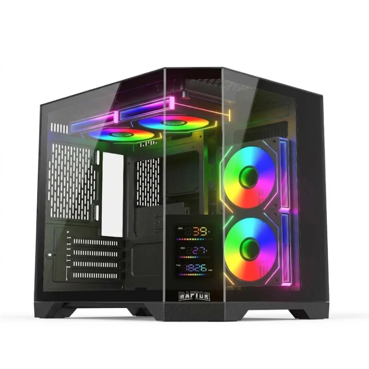 GABINETE RAPTOR ECLYPSE PRO TG X2 MID-TOWER ARGB FAN X4 C/DISPLAY (5422)